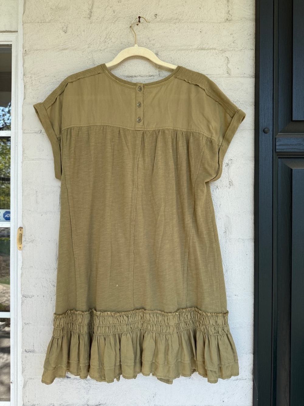 Anthropologie Daily Practice Solana Olive Green Ruffled Hem Tunic Dress Size XSP - Picture 8 of 13